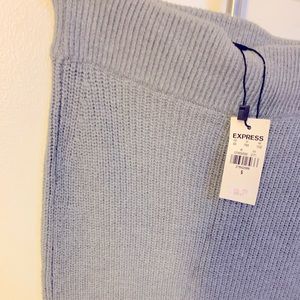 Knitted skirt, mid length, pencil style, gray color, high weist